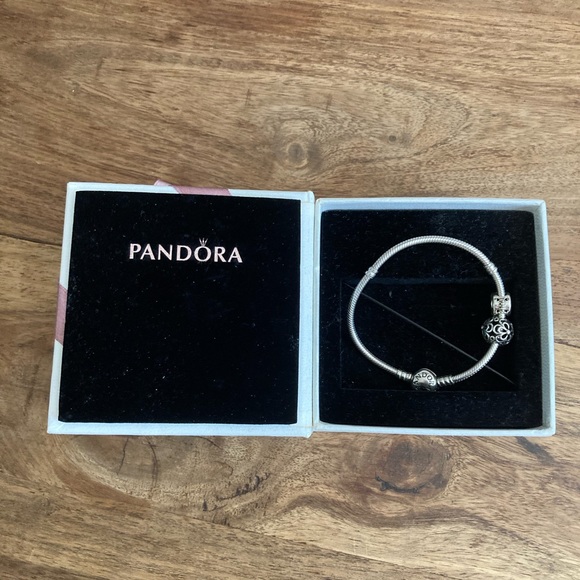 PANDORA Heart Clasp Bracelet - Sterling Silver (59071919) With 2 Charms Boxed - Picture 4 of 5